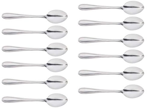 ACAN Tradineur - Pack de 12 cucharas soperas de acero inoxidable, cucharas de mesa clásicas para sopas, caldos, potajes, aptas para lavavajillas - 19,5 cm