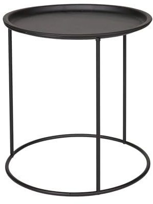 Dezain® - Beistelltisch Ivar | runder Couchtisch in schwarz | Schlichter Sofatisch aus Metall | ideal als Cocktailtisch, Blumenhocker & Dekotisch | Metalltisch mit Abnehmbarer Tischplatte | Größe M