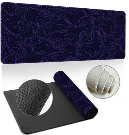Hixingo Mauspad XXL/XL/L, Mehrfarbige Fließende Linien Mauspad, Mauspad mit Anti-Rutsch Gummiboden, Vernähte Kanten Mousepad, Mouse pad für Büro, Zuhause (1200x600x3mm,Lila)