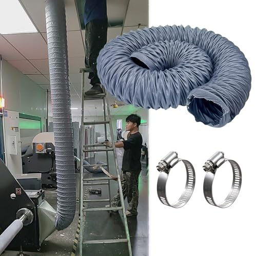 ZAQYCM Flexible Dryer Vent Hose Air Duct Gray，24 20 18 16 12 10 8 6 5 4 3 2 Inch Duct Hose Range Hood(L 2m/6.5ft,50MM (2 Inch))