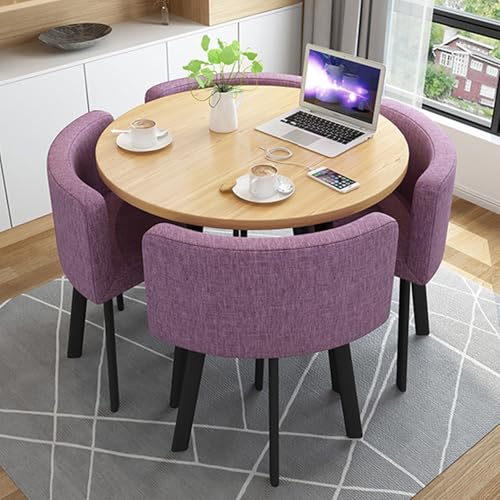 Runder Küchentisch für 4 Personen, Verhandlungstisch-Set für den Empfang, Konferenztisch mit 4 Stühlen im Büro, Esstisch auf dem Balkon, Wohnzimmertisch, Schlafzimmer, Bibliothek, Lounge, Café(Purple)