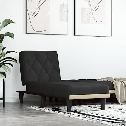 Teenpull Chaiselongue Schwarz Samt, verstellbar, 3-Positionen-Loungesofa, multifunktional für Wohnzimmer, Schlafzimmer, 110 kg Tragkraft, gemütliches Einzelbett