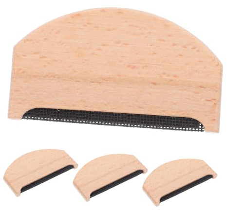 Removedor de Bolitas de Tela 4 Unidades Madera y Acero Beige | Prendas de Punto y Ropa, Cuidado Estacional y Mantenimiento de Armario, Formato Peine para Cachemira