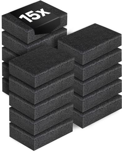 YOMKILU 15 Piezas Estropajo Cocina Negro, Esponja Cocina 9x7x3cm, Esponja de Cocina con Estropajos, Seguro para Cristal y Utensilios de Cocina Antiadherentes