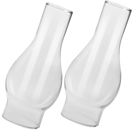 DEARMAMY 2 Stück Glas Lampenschirm Ersatz für Petroleumlampe Klarer Glaszylinder Vintage Öl lampen Zubehör Robustes Glas Installieren Retro Stil für Altmodische Öllampen