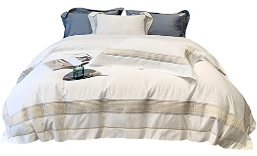 GGYTMQL Cubierta de edredón de la Cama Conjunto de Cuatro Piezas de algodón de sábanas Bordadas y Cubierta de colchas 100 Ropa de Cama de algodón de Estado de Largo (Color: A, tamaño: 1.8m) (A 2.0m)