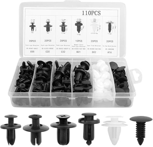 100pcs Set di clips voiture per auto, rivetti in plastica per auto, Fermagli a Pressione Auto Car Push Retainer Clips & Auto Fasteners Clip Plastica Multitaglia per Porta/Pannello/Parafango