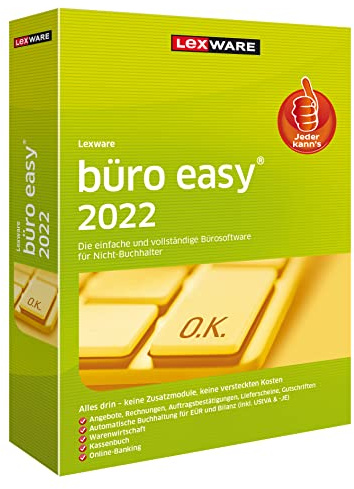 Lexware büro easy 2022 | Minibox (365 Tage) | Bürosoftware mit Basisfunktionen, Kassenbuch, Warenwirtschaft u.w.