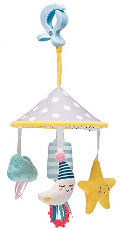Taf Toys Mini Moon Baby Pram Mobile for Cot, Crib, Pram, Stroller & Car Seat. Sensory Textures & Soothing Sounds. Suitable for Newborn Infant Boys & Girls from Birth. 0 months +.