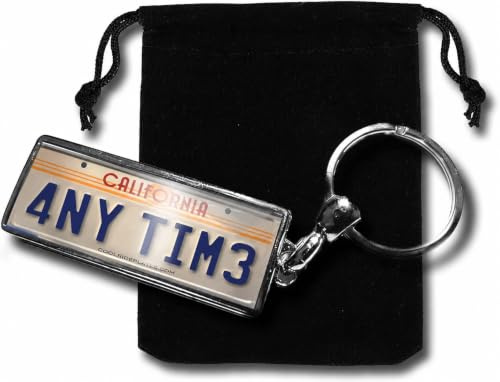 Coolrideplates Personalised Back To The Future Inspired Number Plate Metal Keyring & Gift Pouch