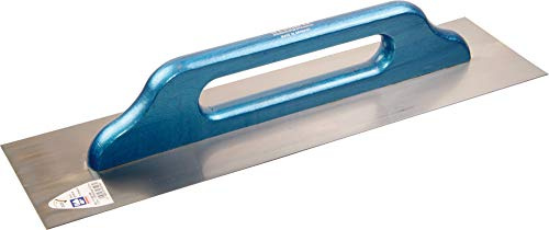 HAROMAC Schweizer Glättekelle Made in Germany, 480x130mm, gehärteter Stahl, Blauer Holzgriff, mit normalen Kanten, für großflächige Glättearbeiten, Reibebrett