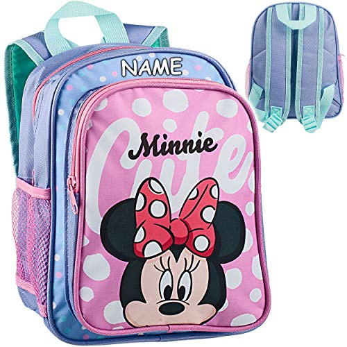 alles-meine.de GmbH Kinder Rucksack - - Minnie Mouse - inkl. Name - Tasche - beschichtet & wasserfest - Kinderrucksack/groß Kind - Mädchen - z.B. für Kindergarten/Vorschule /..