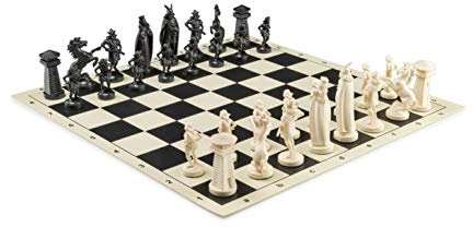 Viking Chess Set - Chess Board B/W- Size 17,3 + Viking Chess Pieces 3,75 B/W