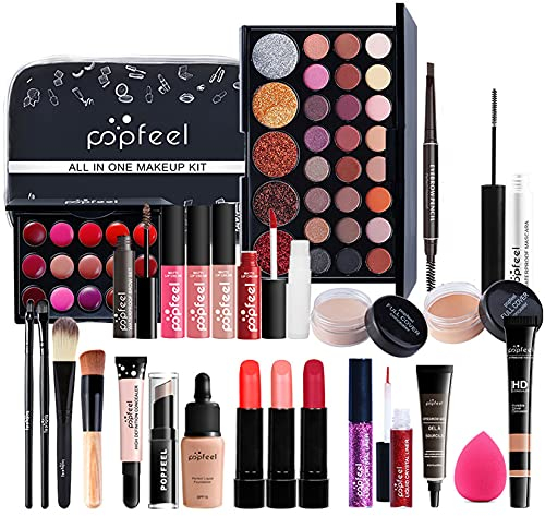 Professionelles Make-up Sets, MKNZOME 27 Stück Schminkkoffer Schminkset Frauen Schminke Set Damen Makeup Paletten Kosmetik Lidschatten Lipgloss Geburtstags Weihnachten Geschenkset