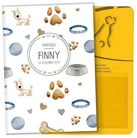 OLGS Impfpasshülle für Tiere Lovely Pets Schutzhülle für dem Impfpass Tierpass Hülle personalisierbar mit Namen (foodbowl, Impfpasshülle personalisiert)