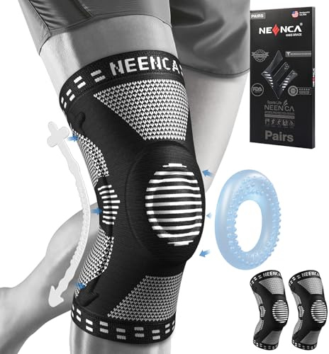 NEENCA 2 Pack Knee Braces for Knee Pain, Compression Knee Sleeves with Patella Gel Pad & Side Stabilizers, Knee Support for Meniscus Tear, Arthritis, Joint Pain, ACL, Runner, Workout