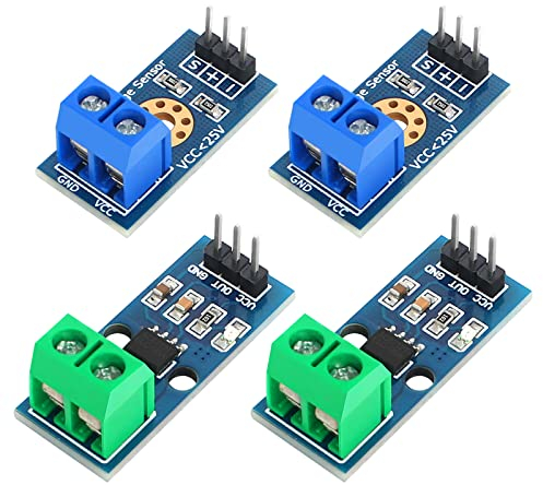 2 Pcs ACS712 Sensore di Corrente 30A Gamma di Misurazione del Modulo e 2 Pcs Terminale Sensore di Tensione di Arduino Compatibile DC0-25V per Progetti Elettronici Fai-Da-Te e Progetto Sperimentale