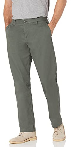 Amazon Essentials Pantalones Chinos Elásticos con Parte Delantera Lisa, Corte Clásico, Resistentes a Las Arrugas Hombre, Verde Oliva Oscuro, 44W / 30L
