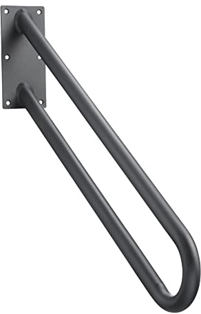 Hold Tight Handrails Steel Wall Mount Handrail - Heavy Duty Stair Railing for Decks, Porch, Mobile Homes, Short Stairway - Weatherproof & Non-Slip Powder Coated Finish - [32], [Black]