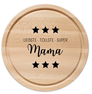wunderwunsch - Individuelles Holzbrett mit Gravur - Rundes Holzbrett mit Name - Personalisiertes Schneidebrett für Mama - Geschenkidee Muttertag