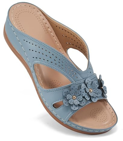Ecetana Sandals for Women Wedge Shoes: Slip On Dressy Summer Comfortable Slides Sandals 2026 Casual Memory Foam Platform Shoes