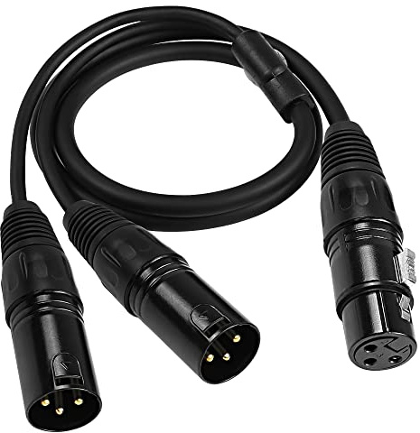 MEIRIYFA XLR Splitter Kabel 1 Buchse zu 2 Stecker Mikrofonkabel, 3Pin XLR zu Dual XLR Balanced Patch Y Mic Audio Adapter Kabel - 0.8M