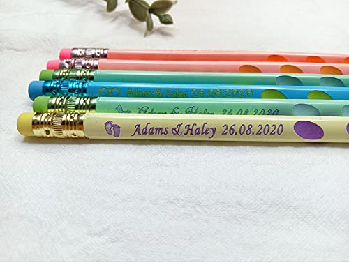 Personalisierte Namens-Buntstifte aus Holz, individueller Schuldekor-Stift mit Radiergummi, Hochzeitsgeschenk, Gastgeschenke, Babyparty, Party, Abschlussfeier, personalisierte Holzstifte mit Namen u
