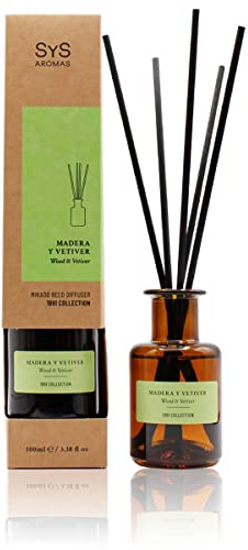 Mikado Lufterfrischer 100 ml Aroma Wood und Vetiver Duftstäbchen Duftstäbchen Duftstäbchen für Zuhause Dekoration Diffusor mit Rattanstäbchen