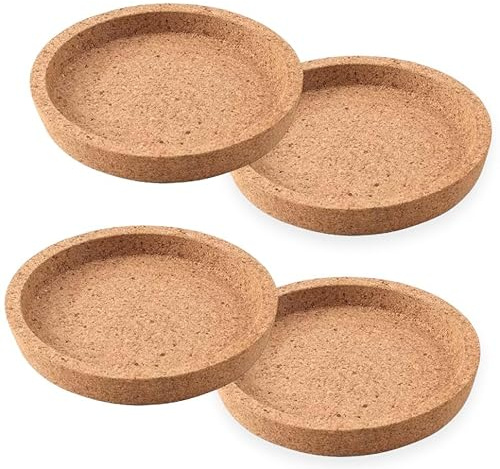 Kork-Untersetzer mit tiefer Nut rund Caribou Living 10 cm Durchmesser IKEA 365+ Ersatz - Tischoberflächenschutz für heiße oder kalte Getränke - 4er-Pack