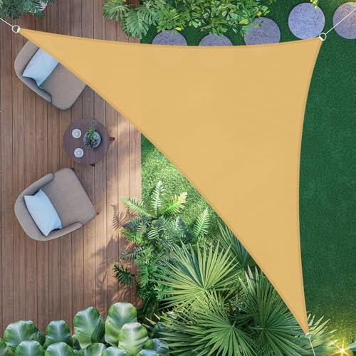 AXT SHADE Sonnensegel Wasserdicht Dreieck Rechtwinklig 2,5x2,5x3,5m Wetterschutz Sonnenschutz mit UV Schutz für Terrasse Balkon Garten-Sand
