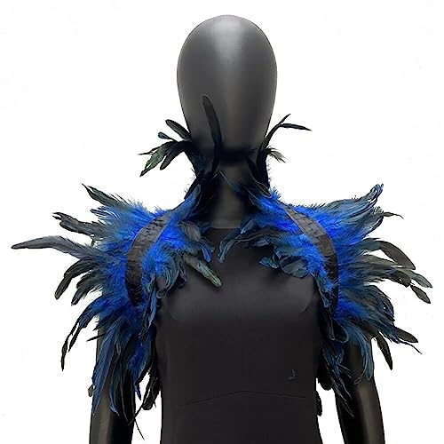 Surakey Cape à Plumes Gothique Plume Haussement D'épaules Manteau en Plumes Steampunk Accessoires de Vêtements en Plumes Légères Naturelle Plume Ponchos Femme épaulettes de Costume d'halloween