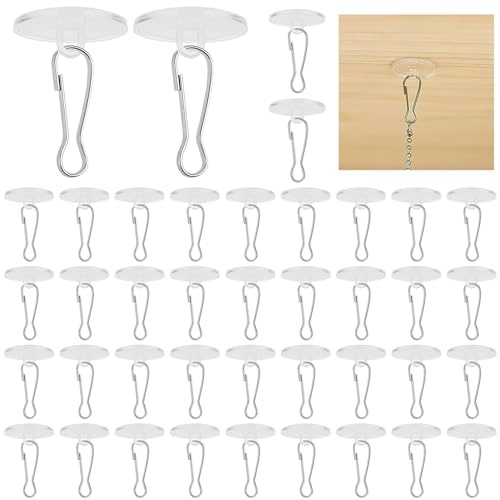 Ownkim Selbstklebende Deckenhaken - 40 Stück Transparente PVC-Haken, Kein Bohren, Ideal für Badezimmer, Schlafzimmer, Küche und Dekoration