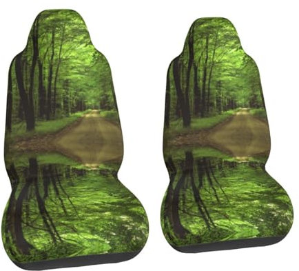 ASEELO 2 Stück Autositzbezüge Grün Vegetation Universal Autositzbezüge Vordersitz Autositzschoner für die meisten Pkw LKW SUV oder Vans