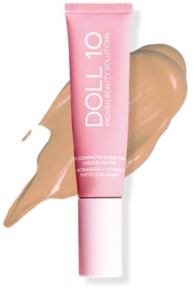 Doll 10 TCE Liquid Filter – CC Cream - Liquid Foundation - Lightweight Tinted Moisturizer & Skin Tint - Blurs Pores & Fine Lines - Vegan - Clean Makeup - [Light/Medium] - 30 Day Supply