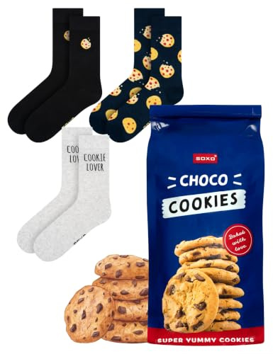 soxo Sötsaker Roliga Strumpor Dam Funny Gift For Men Present Socks Women Färgglada Damstrumpor 40-45 Cookies 3 Par