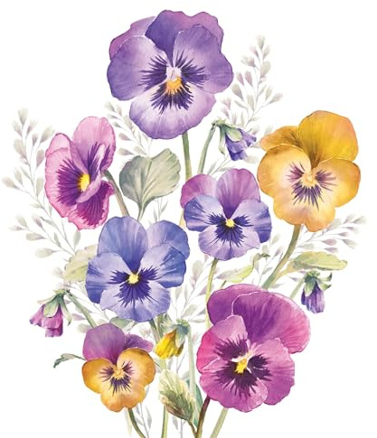 20 Ambiente Paper Napkins Pansies Vintage Table Decoration with Motif Also for Party or Decoupage 33 x 33 cm
