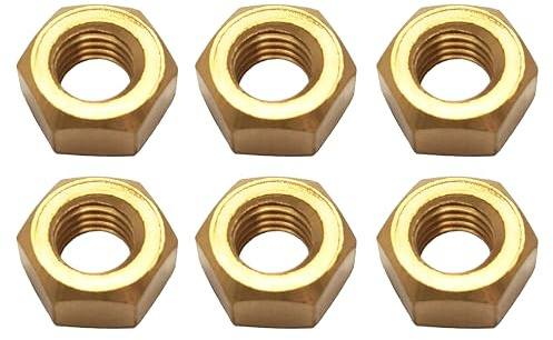 Dadi esagonali in ottone M12, dado esagonale a filettatura grossa, dadi esagonali in metallo ad alta resistenza, diametro interno filettatura 12 mm, 6 pezzi