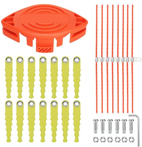 Eyoloty AF-100 Strimmer Head Replacement Blades for Black+Decker (30 Pack) | Strimmer for Black Decker GL280,GL301,GL425,GL430,GL545,GL555,ST1823,A6481 Auto-Feed Trimmers,14 Blades,8 Line 0.11 Parts