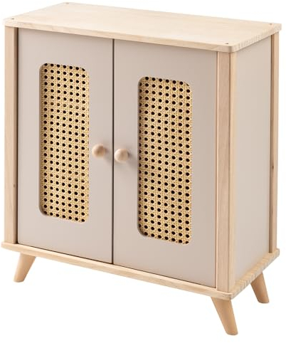 howa Puppenschrank Puppenkleiderschrank aus Holz miniflowers Puppenmöbel mit Kleiderstange, Regalen und 3 Kleiderbügeln 2660