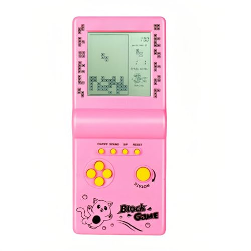 CZT Console de Jeu Cubique Grand écran 999 en 1 Bloc de Jeu Rétro Console Portable Jeux de Briques électroniques de Poche Jouets Cadeaux pour Enfants/étudiants/Petits Amis(Rose)