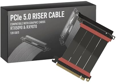 LINKUP PCIE 5.0 Riser-kabel | för vertikalt GPU-fäste | rak | grafikkort GPU redo | Användbar med PCIe 4.0 & RX9070/RTX5090 | 10 cm (total längd: 14 cm)