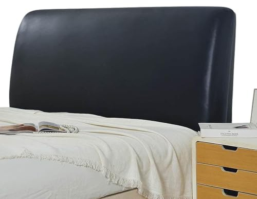 YOHOCS PU Leder Bett Kopfteil Bezug, Bettkopfteil Hussen, Bett Zurück Schutz All-Inclusive Kopfteil Husse, Protektor Kopfteilbezug für eine Vielzahl von Bettköpfen,Schwarz,150cm