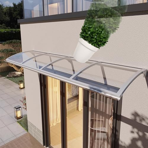 ABWGLRN 2,5 mm Dickes PC-Veranda-Vordach, Haustür-Überdachung, geräuscharmer Fenster-Regenschutz, Gebogene Dachvordächer, Fenster-Markise, Garten-Überdachung für den Außenbereich, für UV-, Wasser- u