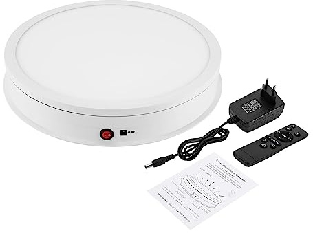 WEIGR Piatto girevole elettrico 42 cm supporto display professionale girevole a 360 gradi piatto girevole elettrico con luce a 3 colori per gioielli, orologi, fotografia, prodotti digitali, modelli.