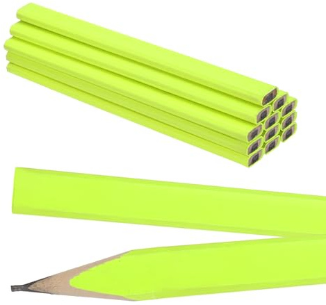 QUARKZMAN 12 Stück Zimmermannsbleistifte Bleistift Baustelle Handwerker Bleistift Zimmermann-Baustift Tischler Bleistifte für Handwerker Schreiner Baustelle Werkstatt, Gelb