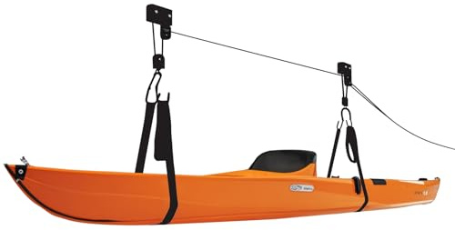 Hoteche Kajak Aufhängung Fahrradlift | Kajak Zubehör mit 16m Seil | Deckenhalterung für Kanus & Fahrräder| Tragkraft 57KG.