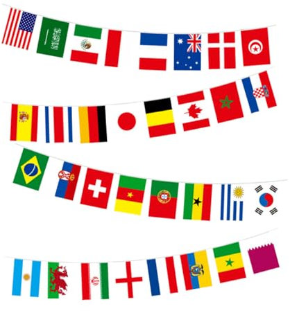 HAWILLOSCH 2satz Weltflaggen Girlande Dekorative Flaggenkette Für Sportevents Party Und Garten Lang Länderfahnen Wetterfest Und Farbecht Für Feiern Und Festivals