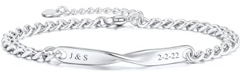 PiercingJak Partnerarmbänder mit Gravur Personalisierte Armbänder Paar Partner Armband Edelstahl Mobius Armkette Freundschaftsarmbänder Liebe Freundschaft Geschenke für Damen Herren