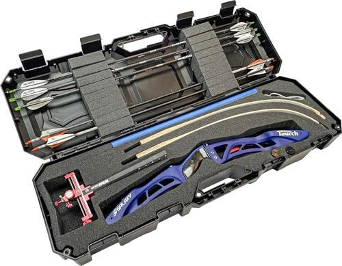 MTM BC34TD Takedown - Custodia per arco ricurvo con serratura, custodia rigida approvata dalle compagnie aeree, contiene 16 frecce, per un bersaglio o un arco da caccia, Made in USA
