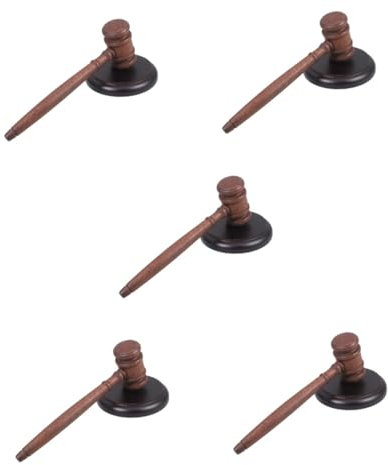SHINEOFI 5 Juegos juez martillo juez subasta tribunal martillo juicio cosplay mazos de subasta vintage de madera venta de a s de la corte Brown